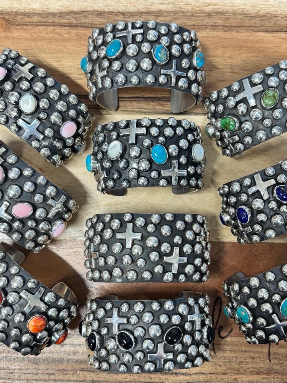 Chimney Butte Studded Dot and Cross Stone Cuff Bracelet -each sold aeperately